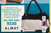 Revlon Stylish Black & White Handbag Containing One Coat Dial Up Mascara & 16 Hour Eyeliner Pencil