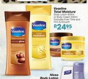 Vaseline Total Moisture Body Lotion 400ml or Body Cream 500ml - Each