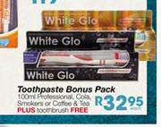 White Glo Toothpaste (100ml) Bonus Pack