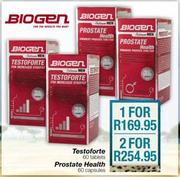 Biogen Testoforte Tablets-2x60's & Prostate Health Capsules-2x60's