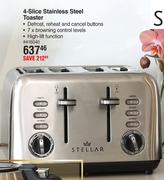Stellar 4-Slice Stainless Steel Toaster 416040