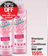 Curls Shampoo Or Conditioner-400ml Each