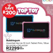 Bubblegum 10" 4G LTE Tablet Pink/Blue Assorted BGJ4G10B Or BGJ4G10P-Each