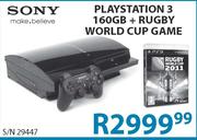 SONY Playstation 3-160GB+Rugby World Cup Game