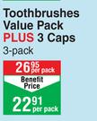 Dentalmate Toothbrushes Value Pack Plus 3 Caps 3 Pack-Per Pack