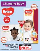 Huggies New Baby Extra Care Or Gold Nappies Jumbo Pack-Per Pack