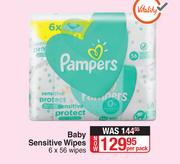 Pampers Baby Sensitive Wipes-6x56 Wipes Per Pack