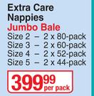 Huggies Extra Care Nappies Jumbo Bale With Free Huggies Wipes-Per Pack