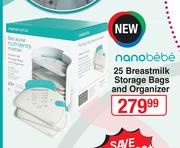 Nanobebe 25 Breastmilk Storage Bags & Organizer