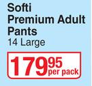 Softi Premium Adult Pants (14 Large)-Per Pack