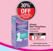 Always Maxi Pantyliners (Scented Or Unscented)-Per Pack