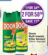 Doom Multi Insects Killer Aerosol Assorted-For 2 x 300ml