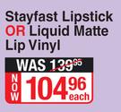 Yardley London Stayfast Lipstick Or Liquid Matte Lip Vinyl-Each