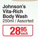 Johnson's Vita Rich Body Wash Assorted-250ml Each