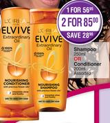 L'Oreal Elvive Shampoo 250ml Or Conditioner 200ml Assorted-For 2