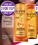 L'Oreal Elvive Shampoo Or Conditioner Assorted-400ml Each
