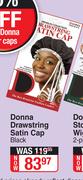 Donna Drawstring Satin Cap Black