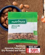 Nutrinuts Almonds Natural Or Dry Roasted & Salted-200g Each