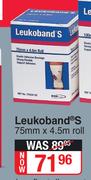 Leukoband S-75mm x 4.5m Roll