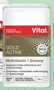 Vital Gold Active Multivitamin + Ginseng-30 Softgel Capsules