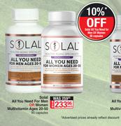 Solal All You Need For Men Or Women Multivitamin Ages 20-50-90 Capsules Each