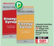 Lifestyle Nutrition Energy Syrup Or Sugar And Alcohol Free Energy Syrup-200ml Each