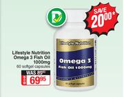 Lifestyle Nutrition Omega 3 Fish Oil 1000mg-60 Softgel Capsules