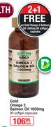 Gold Omega 3 Salmon Oil 1000mg-90 Softgel Capsules Each