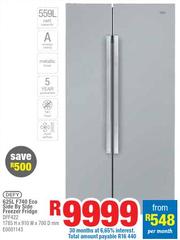 defy 559l metallic f740 side by side eco fridge dff436