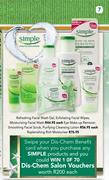 Simple Eye Make-up Remover/Smoothing Facial Scrub/Purifying Cleansing Lotion-Each