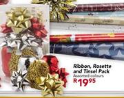 Christmas Ribbon Rosette And Tinsel