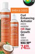Nilotiqa Shea & Coco Curl Enhancing Activator 250ml Or Hair Growth Oil 125ml-Each