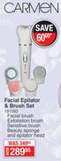 Carmen Facial Epliator & Brush Set
