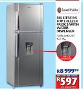 Russell Hobbs 580Ltr S/S Top Freezer Fridge with Water Dispenser