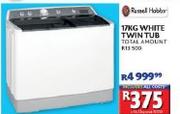 Russell Hobbs 17kg White Twin Tub