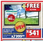 Hisense 40" LED Smart TV+Free Cellphone