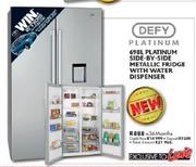 Defy 698Ltr Platinum Side By Side Metallic Fridge With Dispenser