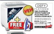 Defy 13Kg Platinum White Twin Tub Plus Free Defy Water Steam Iron