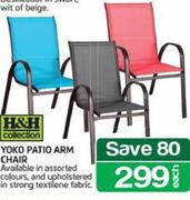 H&H Collection Yoko Patio Arm Chair-Each
