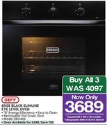 Defy 600E Black Slimline Eye Level Oven DB0459