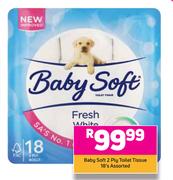 Baby Soft 2 Ply Toilet Tissue Assorted-18's Per Pack