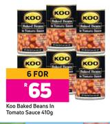 Koo Baked Beans In Tomato Sauce-For 6 x 410g