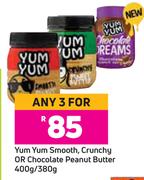 Yum Yum Smooth, Crunchy Or Chocolate Peanut Butter-For Any 3 x 400g/ 380g
