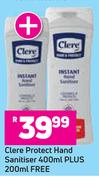Clere Protect Hand Sanitiser 400ml Plus 200ml Free