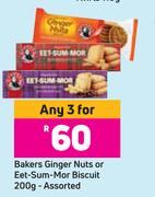 Bakers Ginger Nuts Or Eet Sum Mor Biscuit Assorted-For Any 3 x 200g