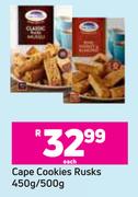Cape Cookies Rusks-450g/500g Each