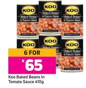 Koo Baked Beans In Tomato Sauce-For 6 x 410g
