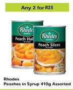 Rhodes Peaches In Syrup Assorted-For Any 2 x 410g