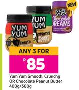 Yum Yum Smooth, Crunchy Or Chocolate Peanut Butter-For Any 3 x 400g/380g