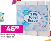 Great Value 2 Ply Toilet Tissue-9's